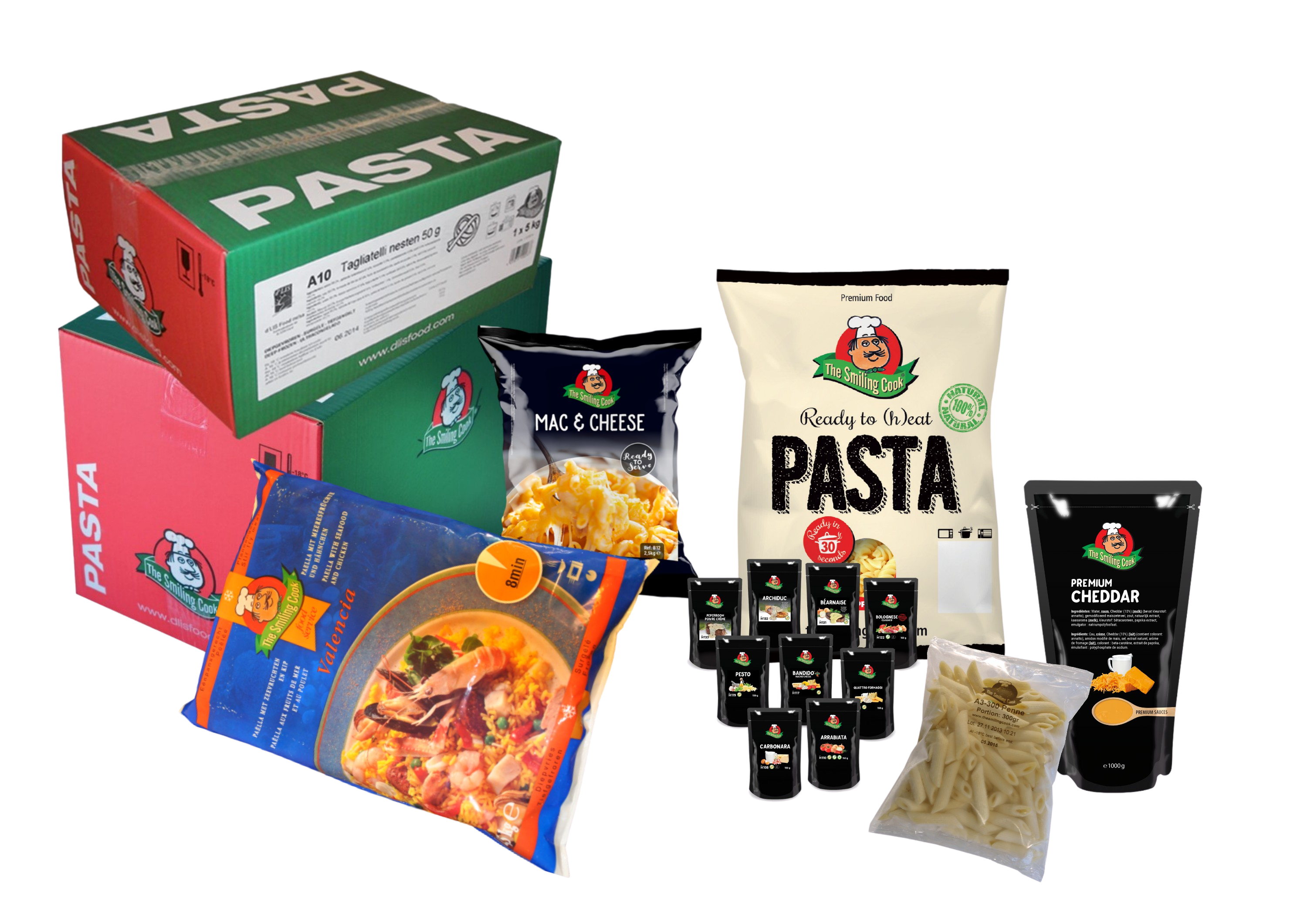 Ellende palm Dakraam Pasta van The Smiling Cook is beschikbaar in verschillende handige  verpakkingen.